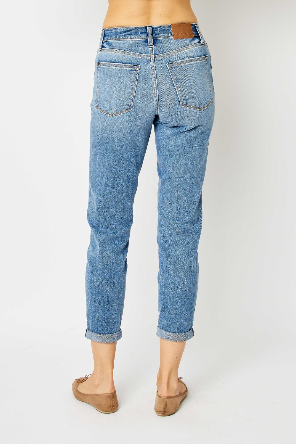 Judy Blue Cuffed Hem Slim Jeans - No Distressing - In Style Chics Boutique Women's Juniors Plus Size Apparel Online