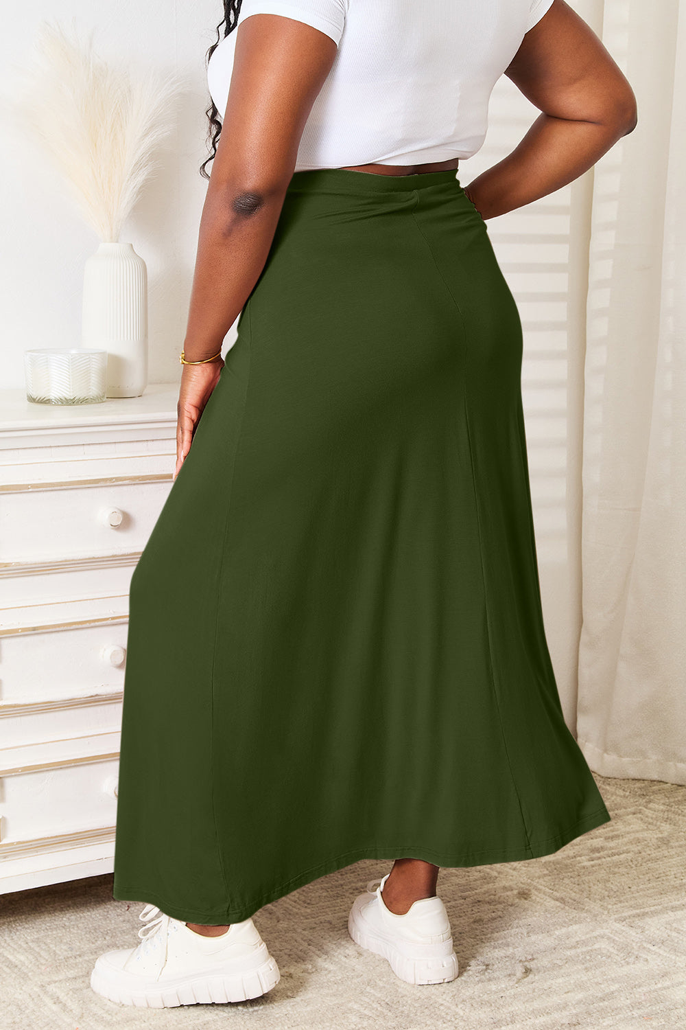 Double Take Full Size Soft Rayon Drawstring Waist Maxi Skirt Rayon More Colors! - In Style Chics Boutique LLC