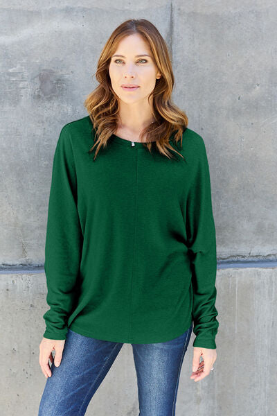 Double Take Full Size Round Neck Long Sleeve T-Shirt - More Colors! - In Style Chics Boutique LLC